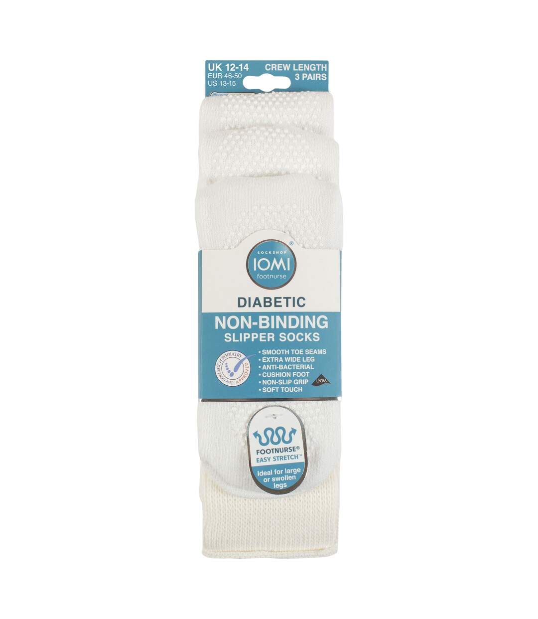 Paquet de 3 chaussettes pantoufles unisexes pour diabétiques avec poignées-2