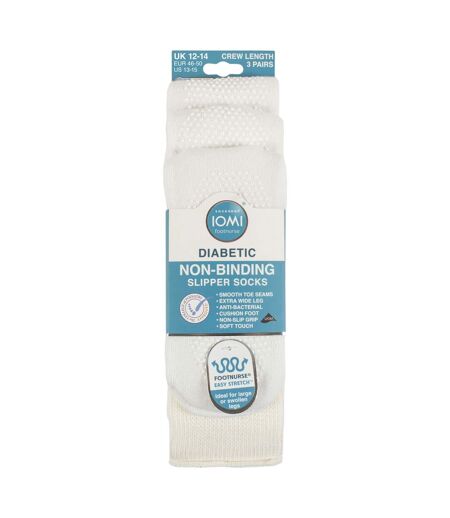 Paquet de 3 chaussettes pantoufles unisexes pour diabétiques avec poignées