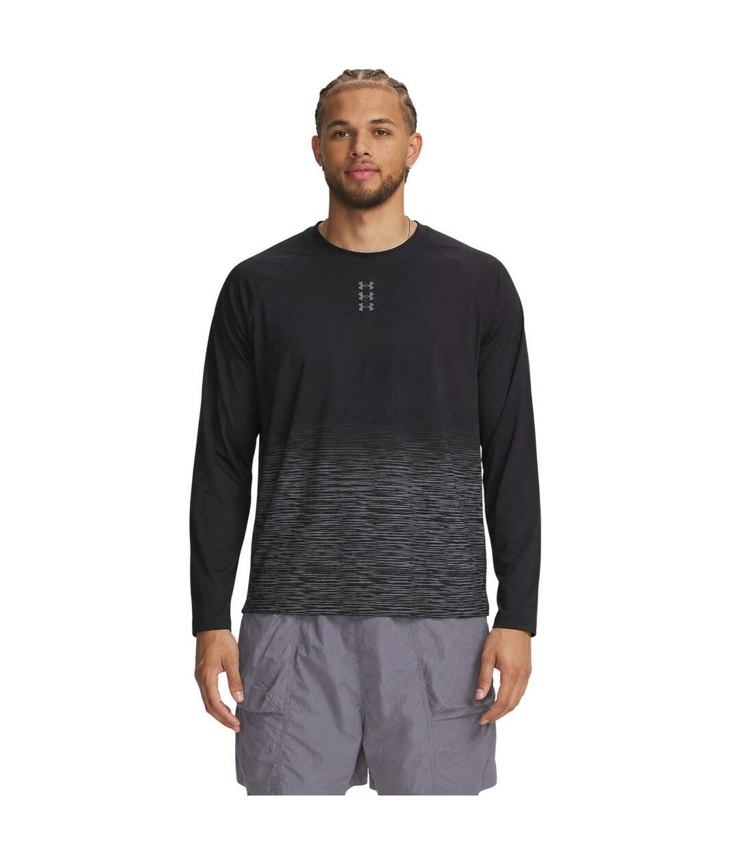 T-shirt Manches Longues Hoops Homme Noir Gris Under Armour-2