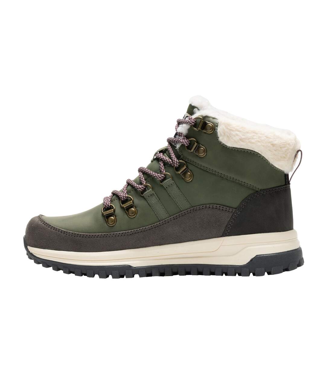 Chaussures Montantes De Marche Elbourne Femme Kaki Foncé Pourpre Regatta-3