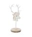 Tête de Cerf sur Socle Imitation Fourrure 52cm Écru-1