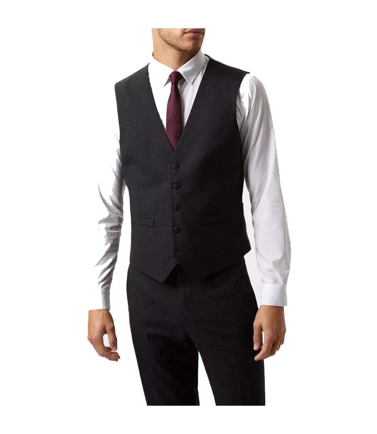 Burton Mens Essential Single-Breasted Tailored Vest (Charcoal)