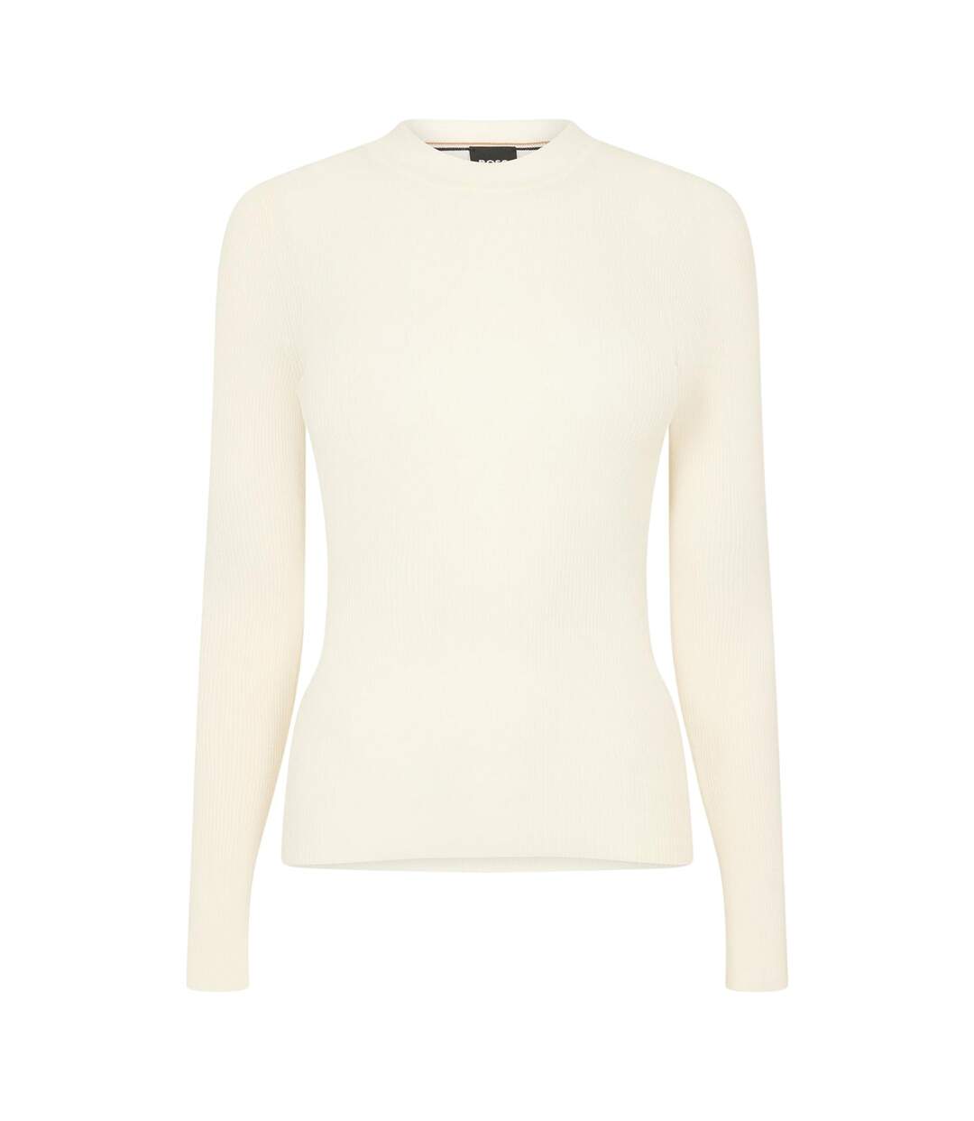 T-shirt Manches Longues Motif/style Côtelé Femme Blanc Boss-1