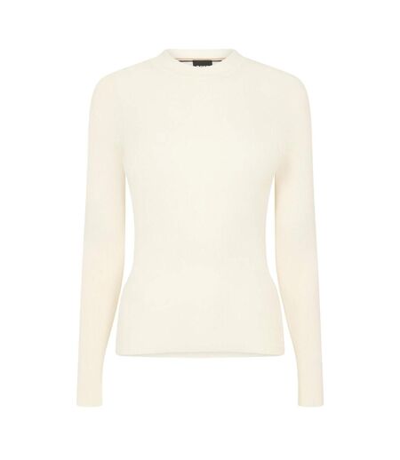 T-shirt Manches Longues Motif/style Côtelé Femme Blanc Boss