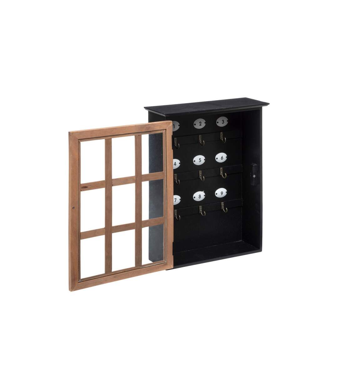 Boîte à Clés en Bois Milana 40cm Noir-2