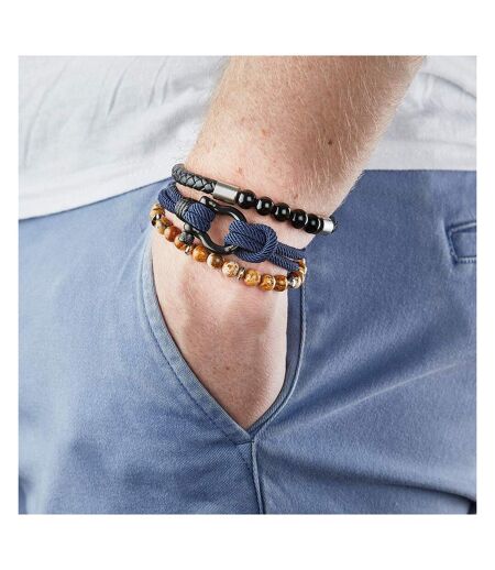 Bracelet cuir tréssé noir homme geographical norway sg-315004 - taille unique