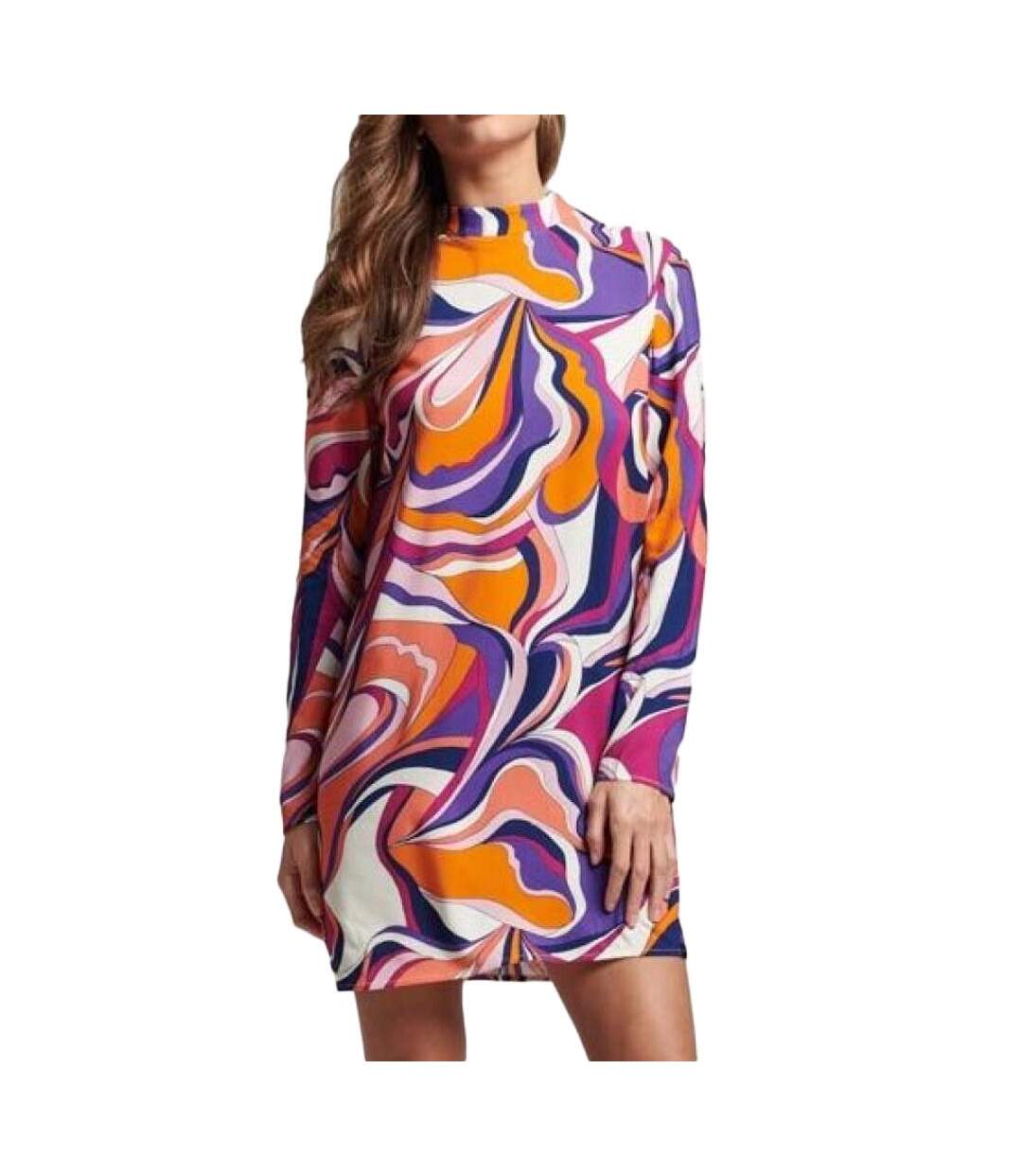 Robe Orange/Violette Superdry Femme Mock Neck - L-1