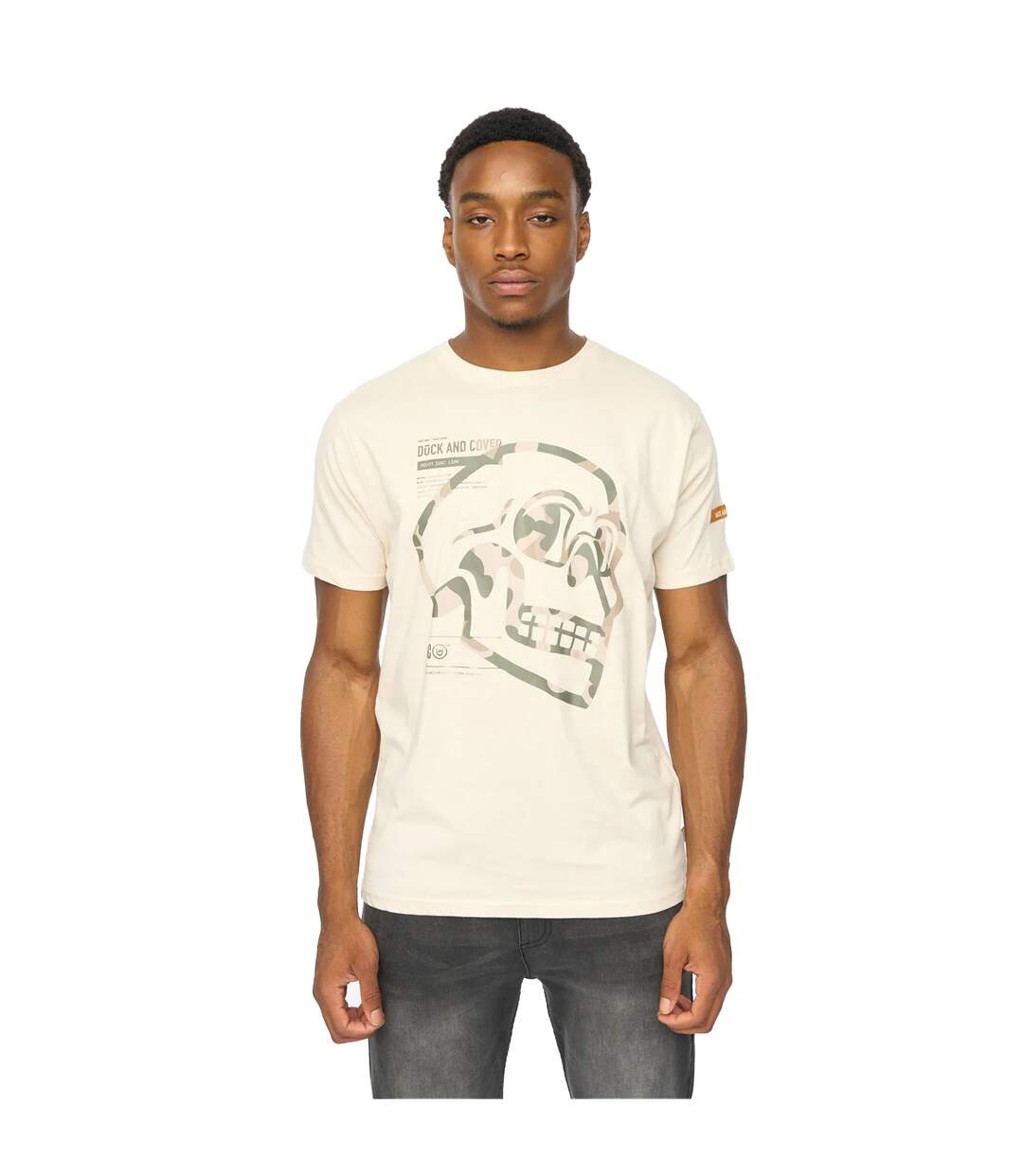 T-shirt Skullmatic Homme Blanc Cassé Duck And Cover-2