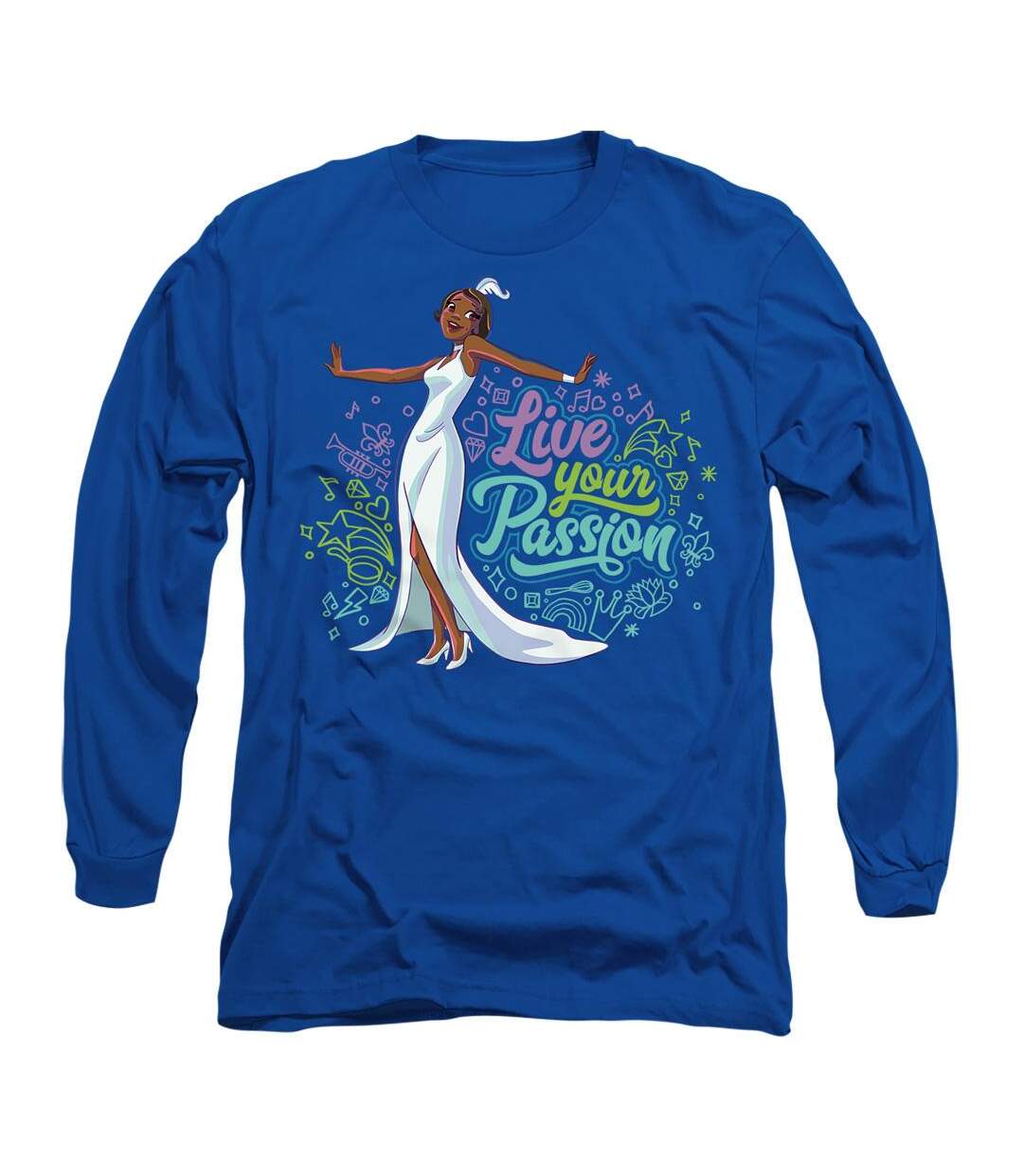T-shirt live your passion adulte bleu royal The Princess and the Frog-1