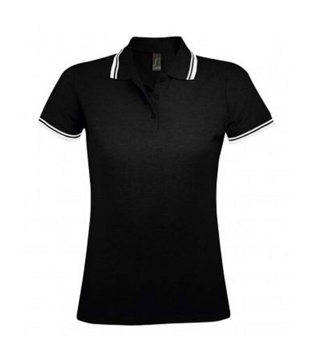 Polo manches courtes pasadena femme noir/blanc SOLS