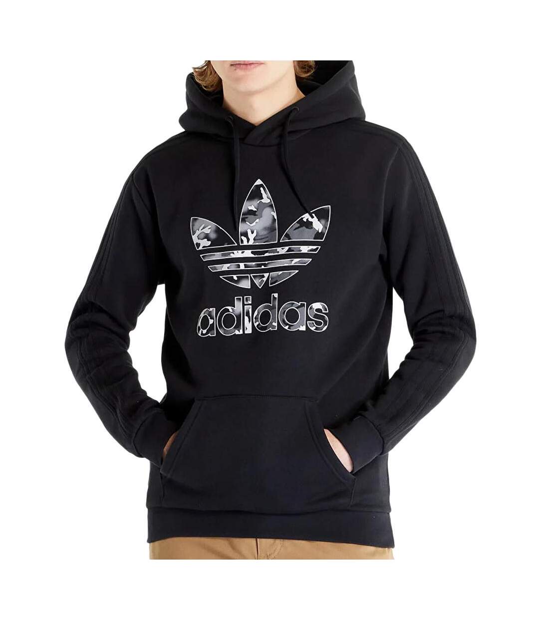 Sweat à capuche noir homme adidas camo1-1