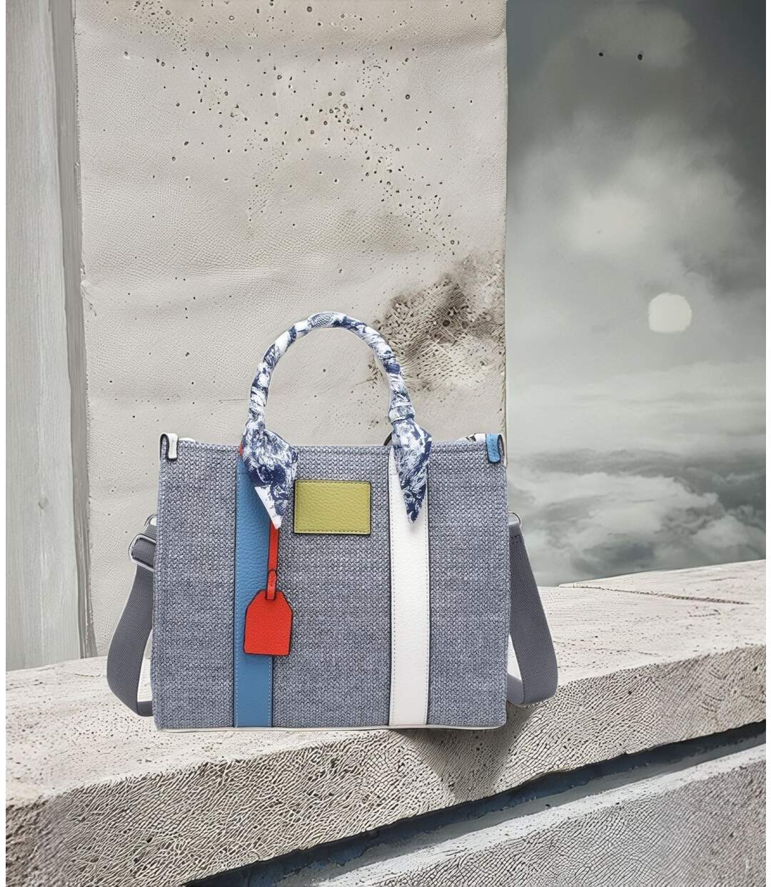 Sac à  Main élégant en Gris avec Poignées Confortables pour Femme-3