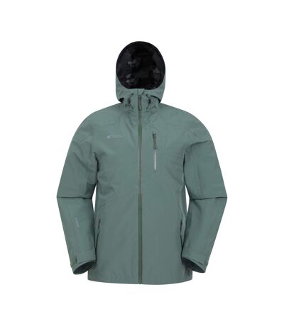 Mens Bachill Three Layer Waterproof Jacket Dark Green Mountain Warehouse
