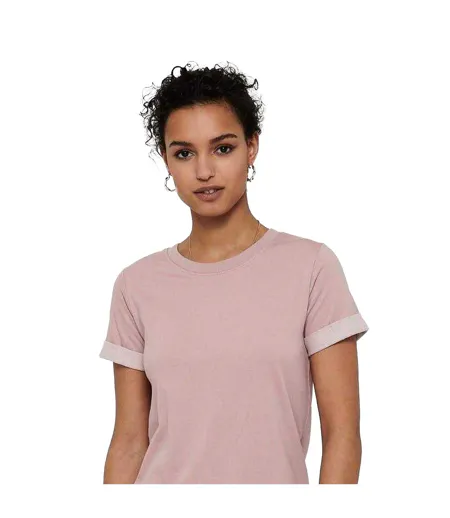 Womens/ladies Crew Neck Mini Shirt Dress Rose Only