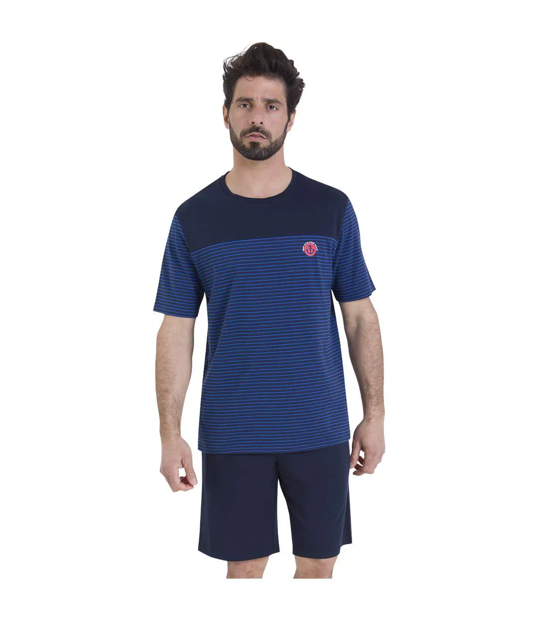 Pyjama court rayures homme L'Escale Athena-1