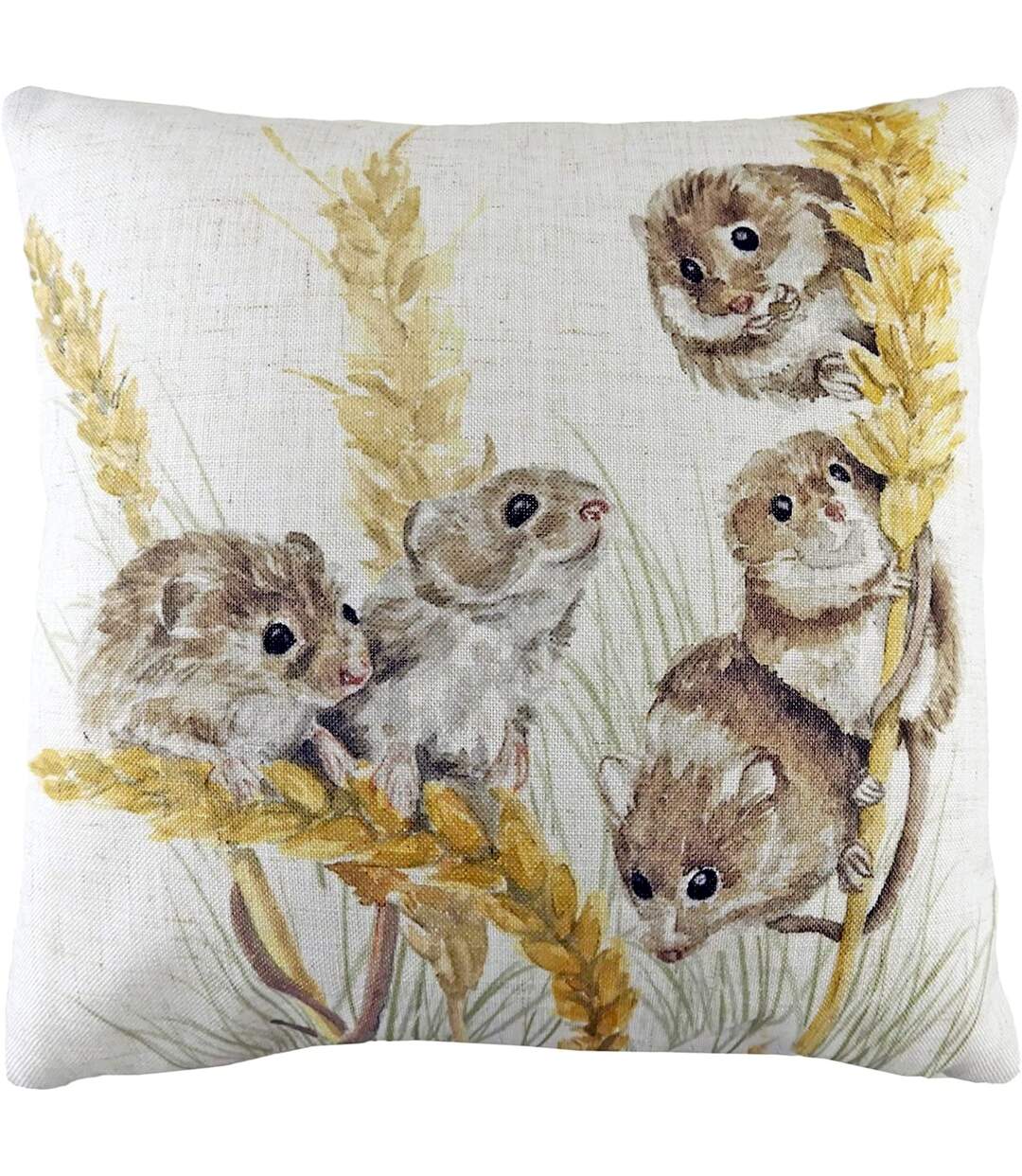 Woodland field mouse cushion cover one size brown/yellow/off white Evans Lichfield