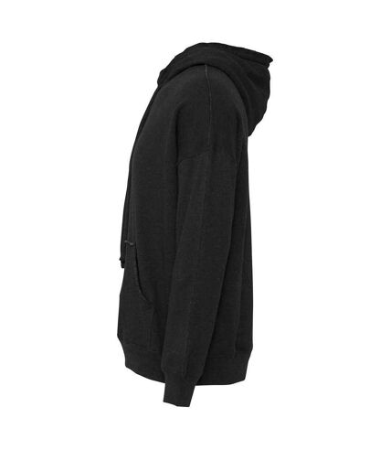 Unisex adult raw seam hoodie black heather Bella + Canvas