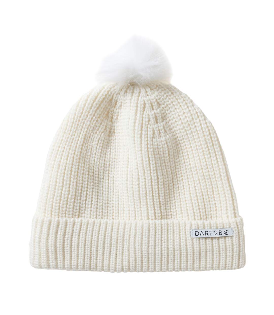 Bonnet À Revers Et Pompon Duveteux Glitz Femme Blanc Dare 2B-2