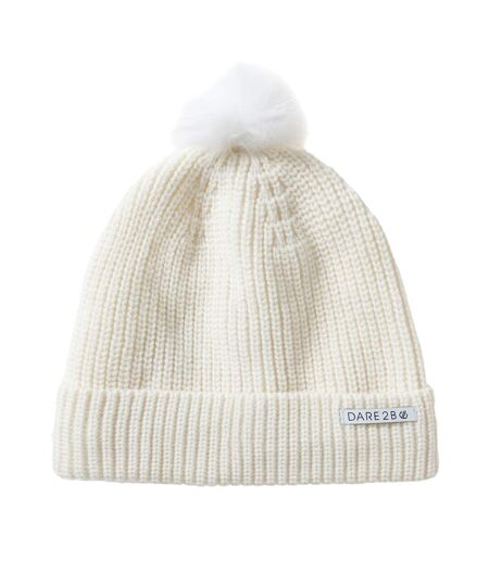 Bonnet À Revers Et Pompon Duveteux Glitz Femme Blanc Dare 2B