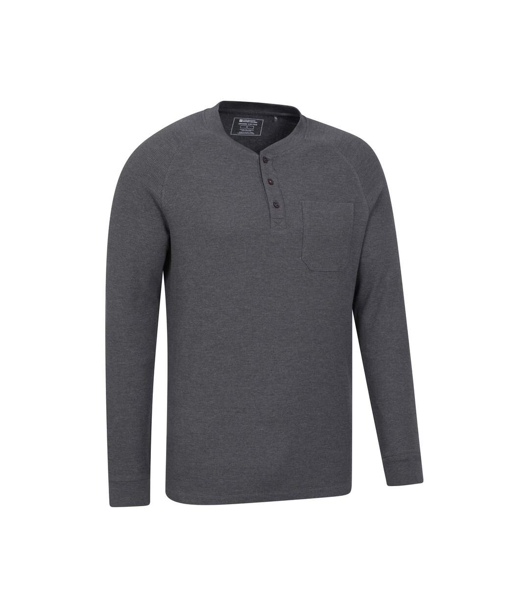Mens Selby Waffle Henley T-shirt Charcoal Mountain Warehouse-3