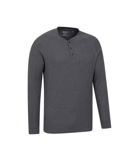 Mens Selby Waffle Henley T-shirt Charcoal Mountain Warehouse