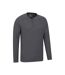 Mens Selby Waffle Henley T-shirt Charcoal Mountain Warehouse-3
