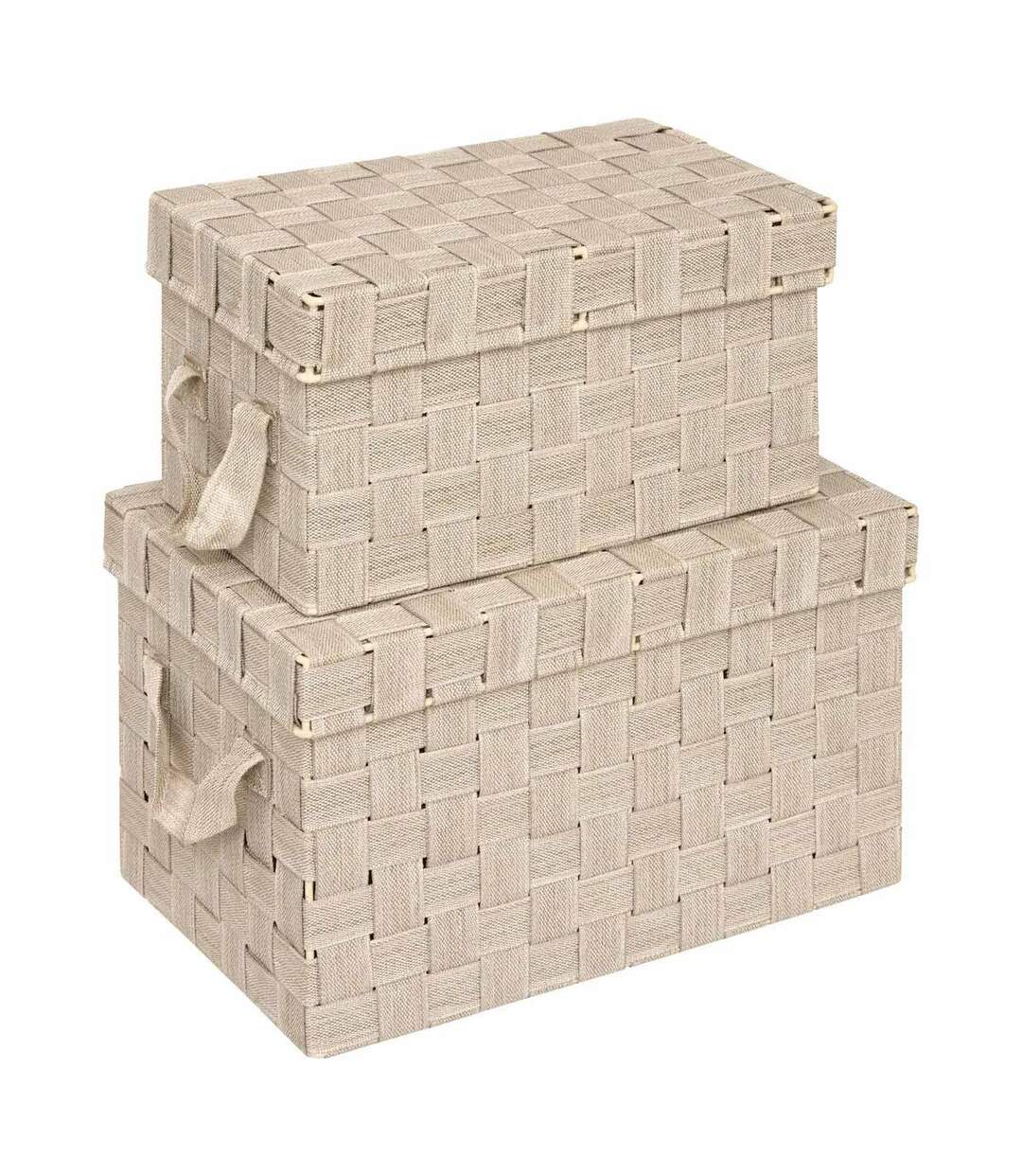 Lot de 2 Boîtes de Rangement Lise 35cm Beige-2