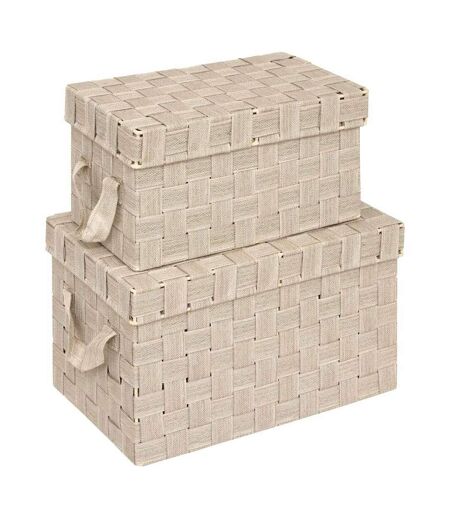 Lot de 2 Boîtes de Rangement Lise 35cm Beige