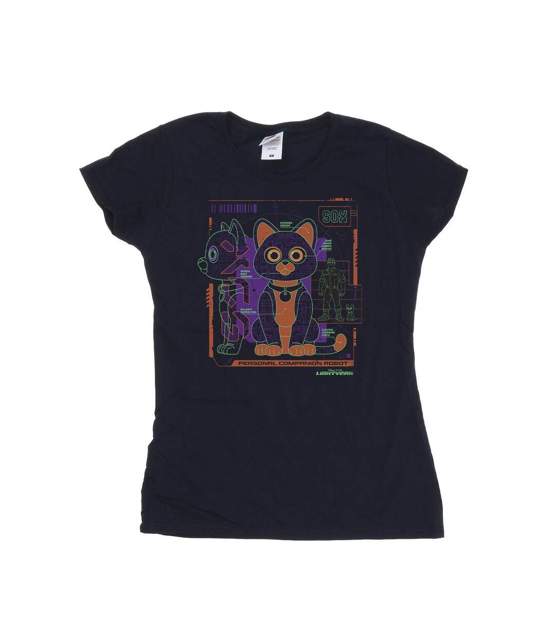 Disney T-shirt en coton technique Lightyear Sox Femme/Femme (Bleu marine) - UTBI29051-1