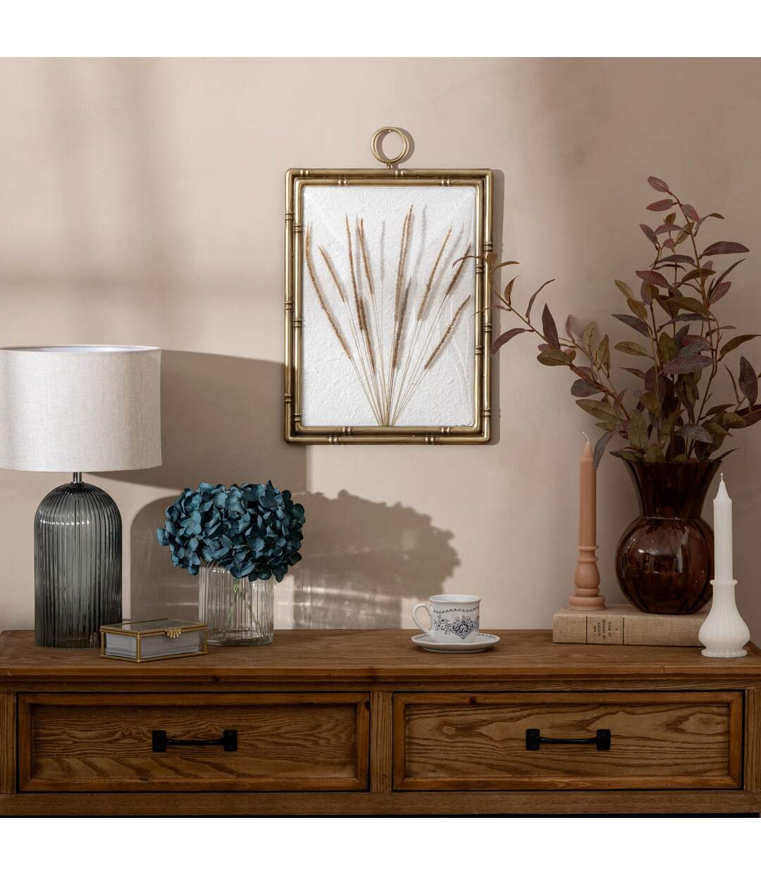 Déco Murale Bombée Tiges Jonas 47cm Marron-5