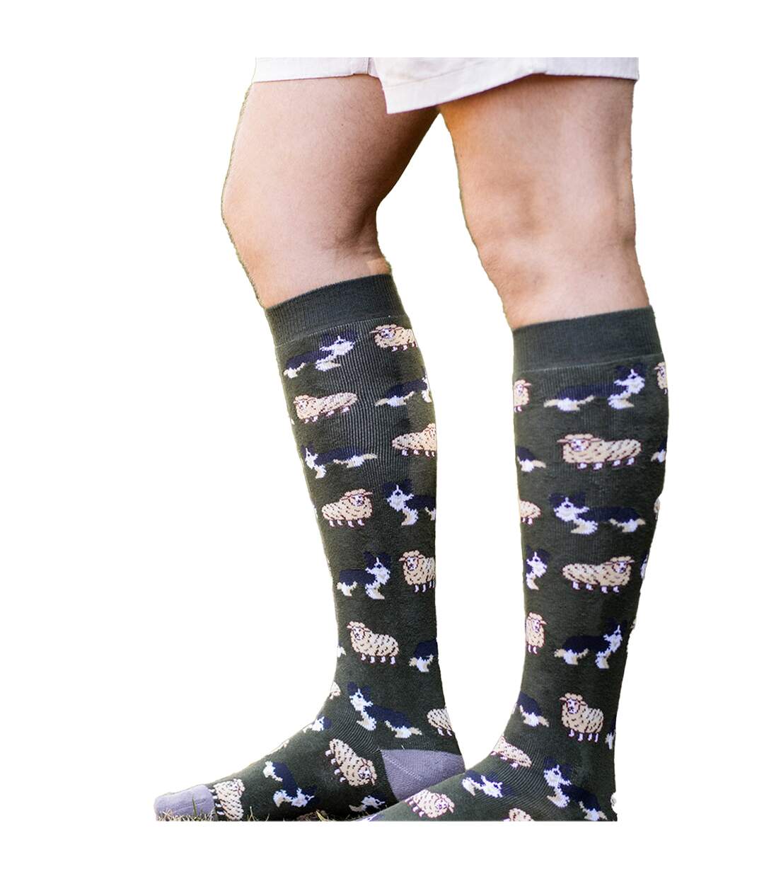 Mens Funky Sheep Socks Green Bartleby-3