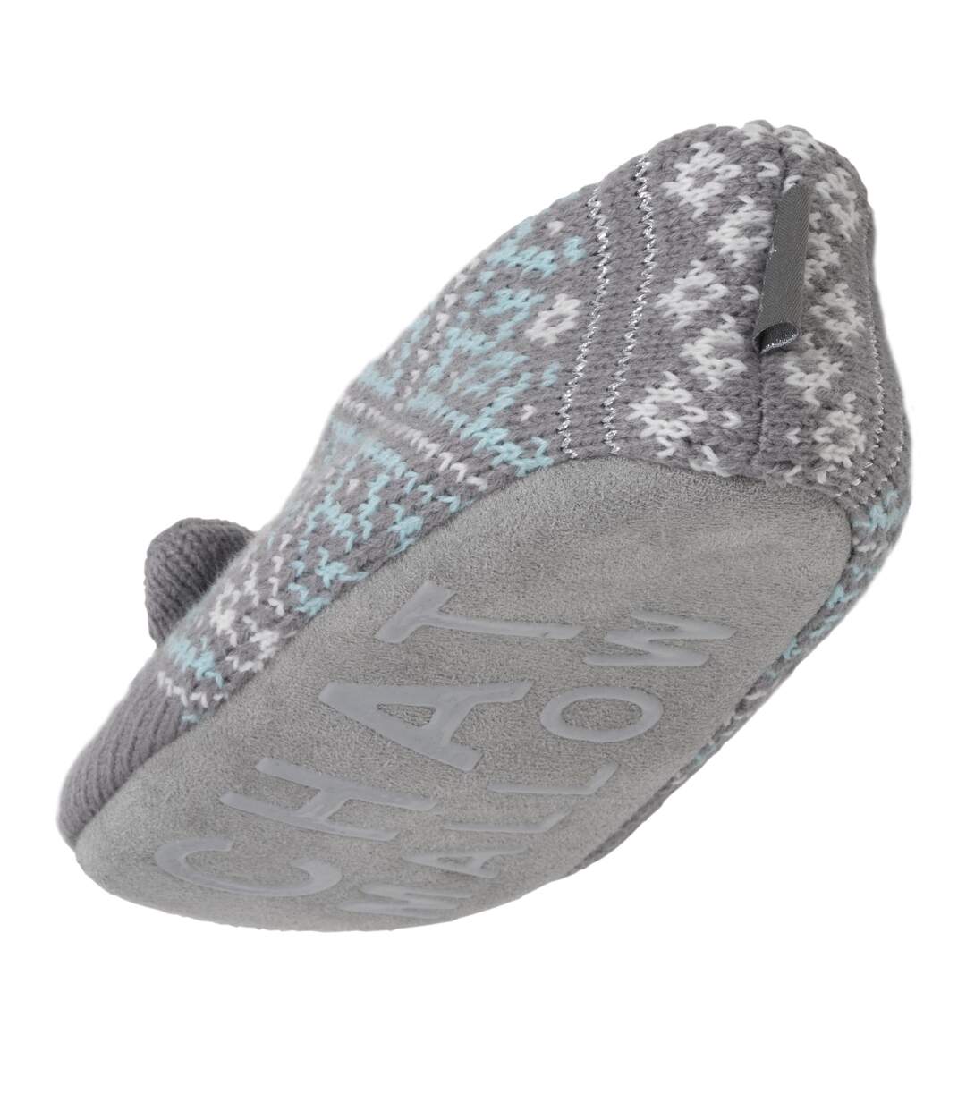 Isotoner Chaussettes d'intérieur femme maille jacquard, picots antidérapants-5