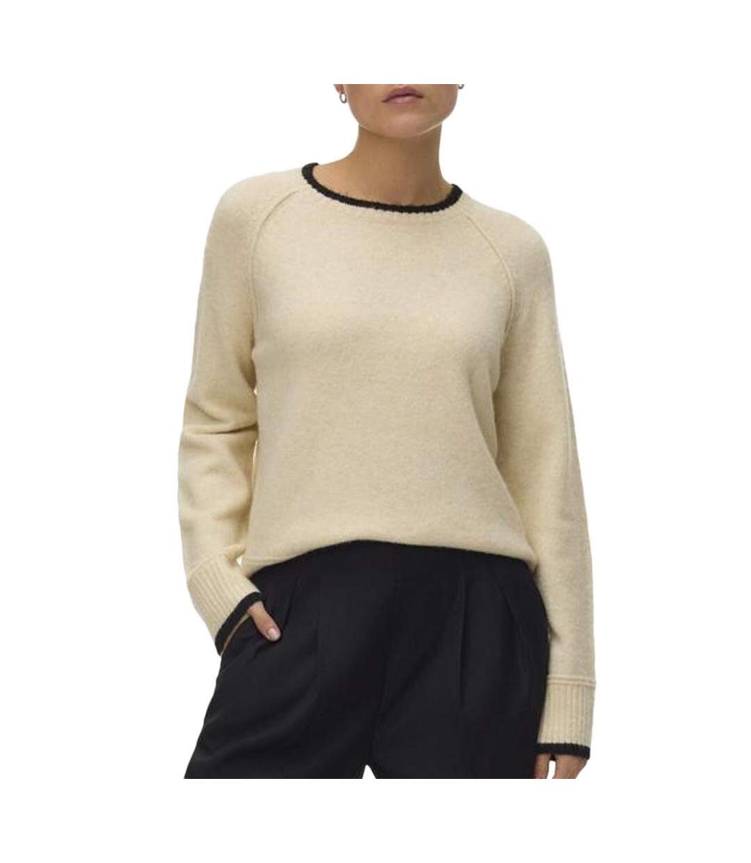Pull écru femme vero moda maquarius  raglan-1