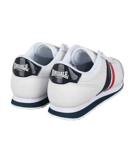 Baskets Motif/style À Rayures Russell Classic Homme Blanc Bleu Marine Rouge Lonsdale