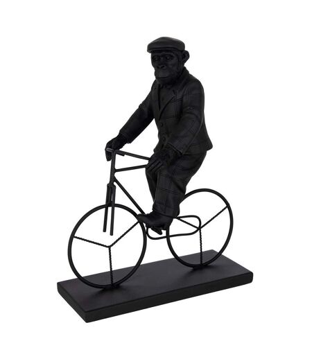Statuette Déco Singe Vélo 33cm Noir