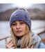 Ladies Cable Knit Fleece Lined Thermal Winter Bobble Hat with Pom Pom-5