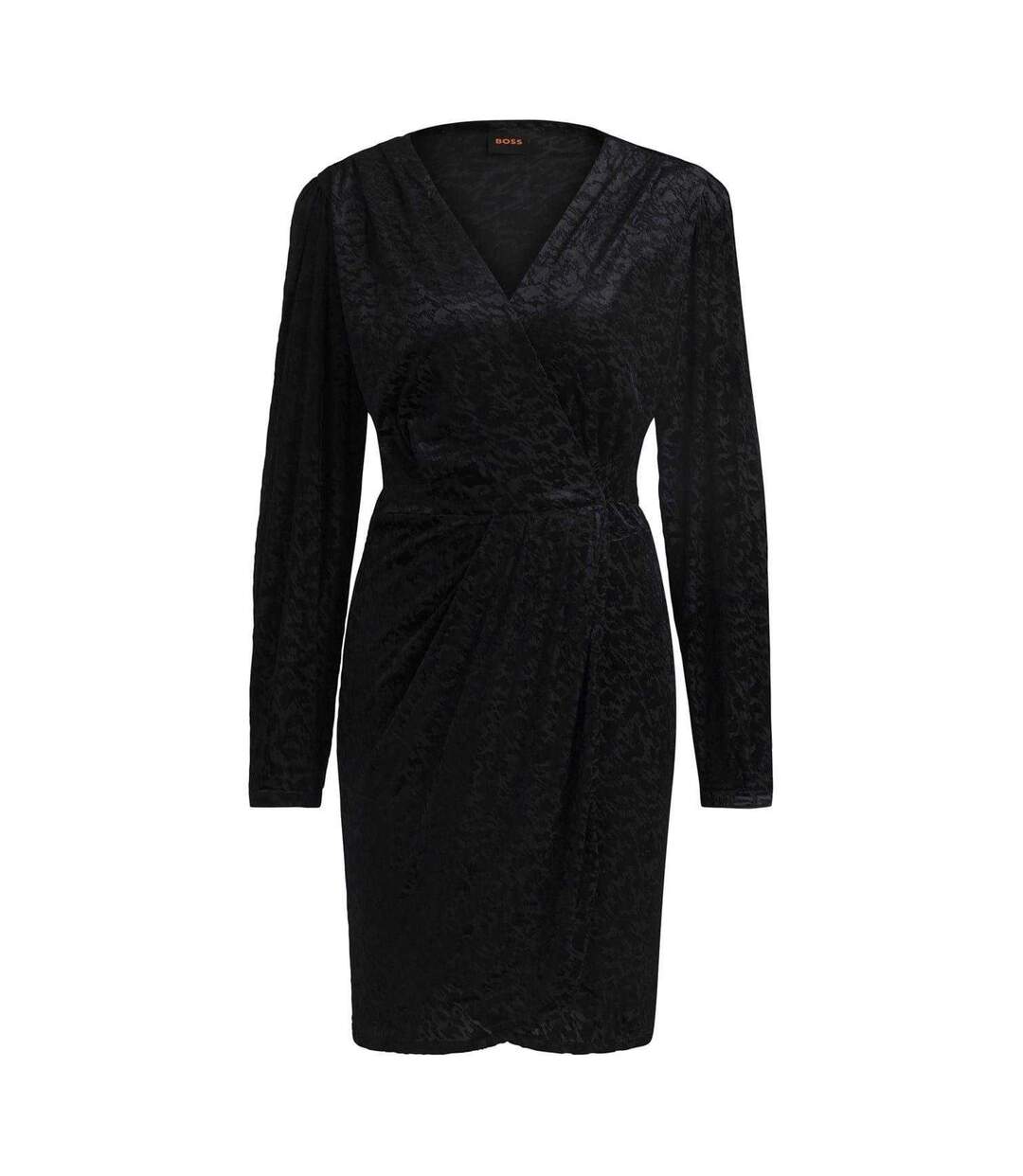 Robe Portefeuille Manches Longues Edevoras Femme Noir Boss-1