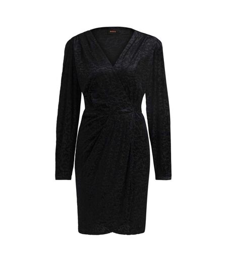 Robe Portefeuille Manches Longues Edevoras Femme Noir Boss
