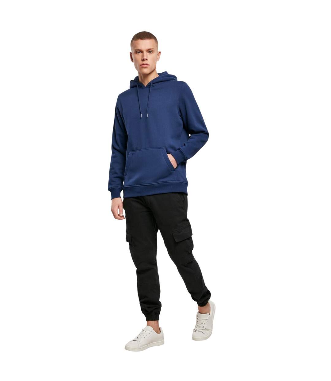 Sweat À Capuche Homme Bleu Marine Clair Build Your Brand-1