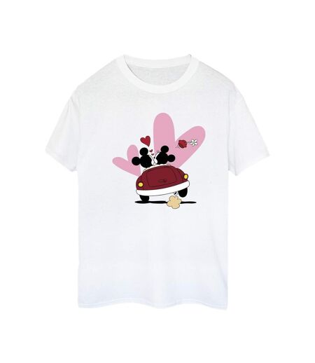 Disney Femme/Les femmes - T-shirt boyfriend en coton avec impression de la voiture de Mickey Mouse (Blanc) - UTBI38817