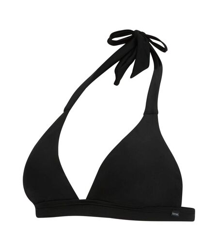 Womens/ladies Lovina Plain Halter Neck Bikini Top Black Regatta