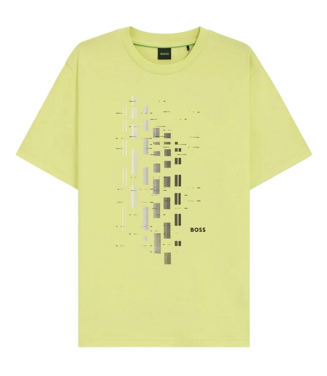 Mens Geometric Stretch Regular T-shirt Green Boss-2
