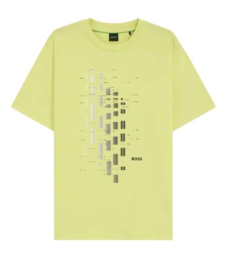 Mens Geometric Stretch Regular T-shirt Green Boss