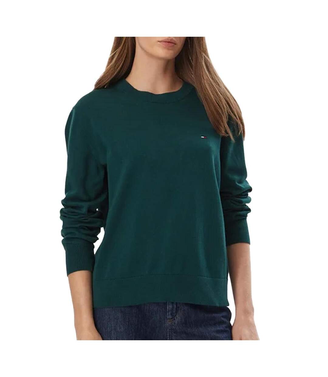 Pull vert femme tommy hilfiger essential-1
