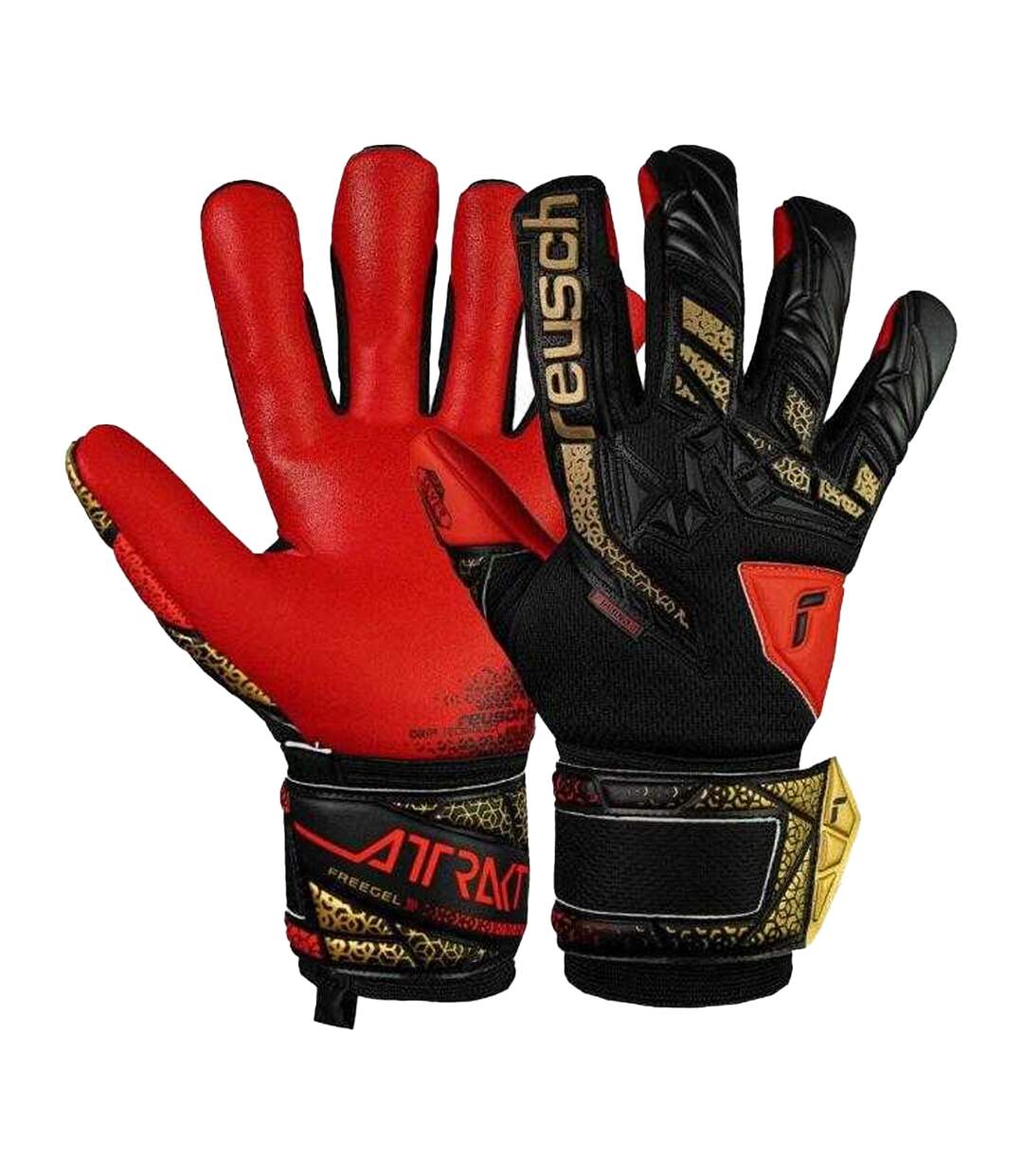 Gants De Gardien De But Attrakt Freegel Adulte Noir Rouge Reusch-4