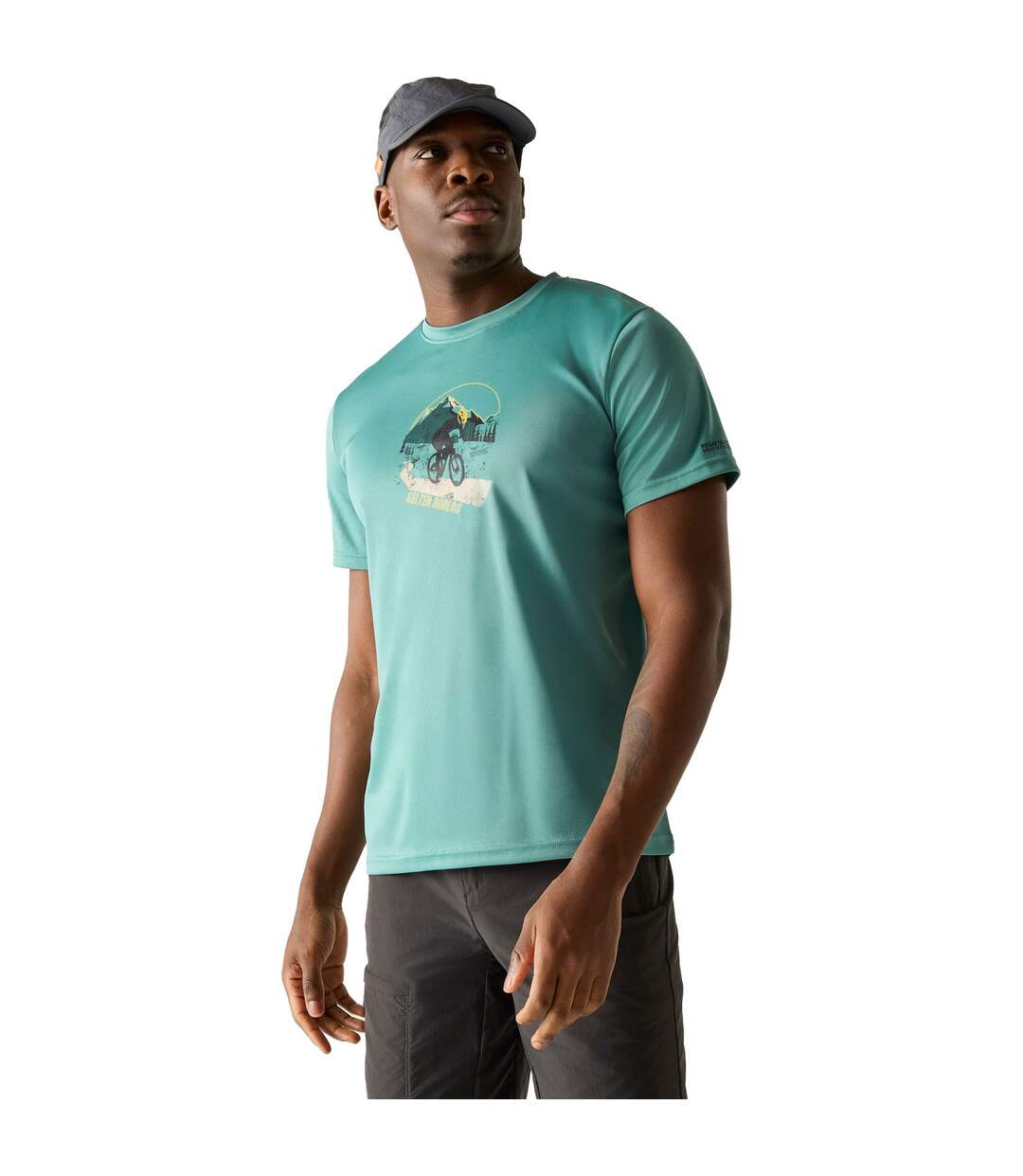 T-shirt Motif/style Vtt Fingal Slogan Homme Bleu Clair Regatta-1