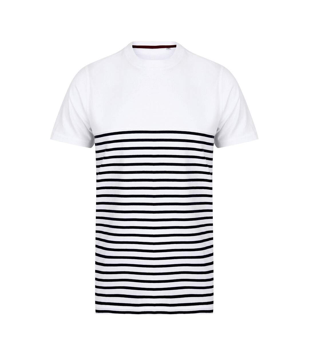 T-shirt breton adulte blanc / bleu marine Front Row