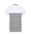 Front Row Unisex Adult Breton Striped Tagless T-Shirt (White/Navy)