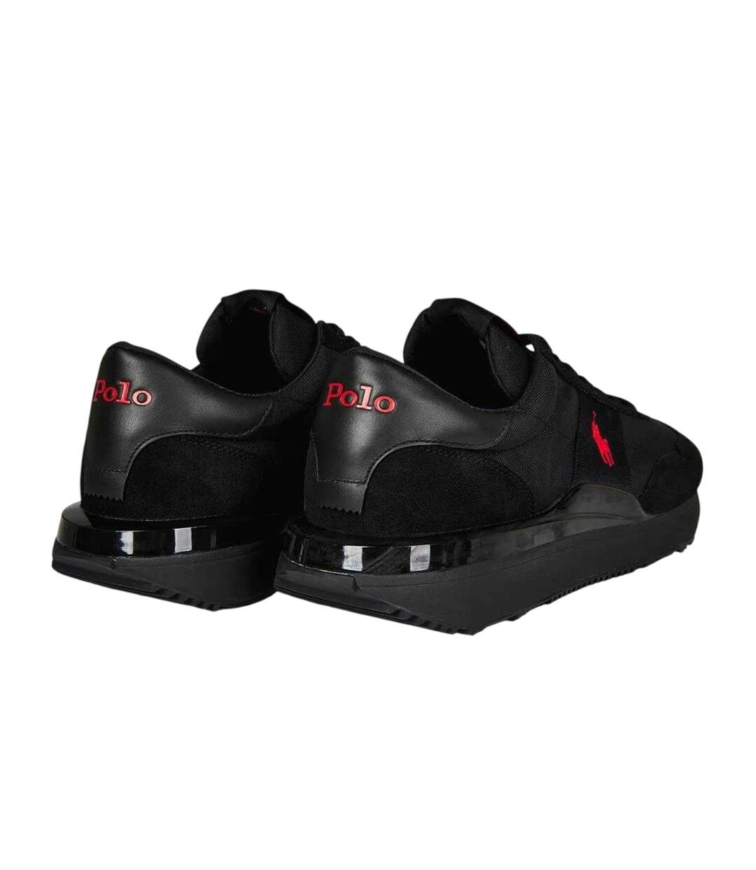 Mens Train 89 Embroidered Logo Suede Chunky Platform Trainers Triple Black Ralph Lauren-2