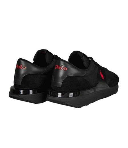 Mens Train 89 Embroidered Logo Suede Chunky Platform Trainers Triple Black Ralph Lauren